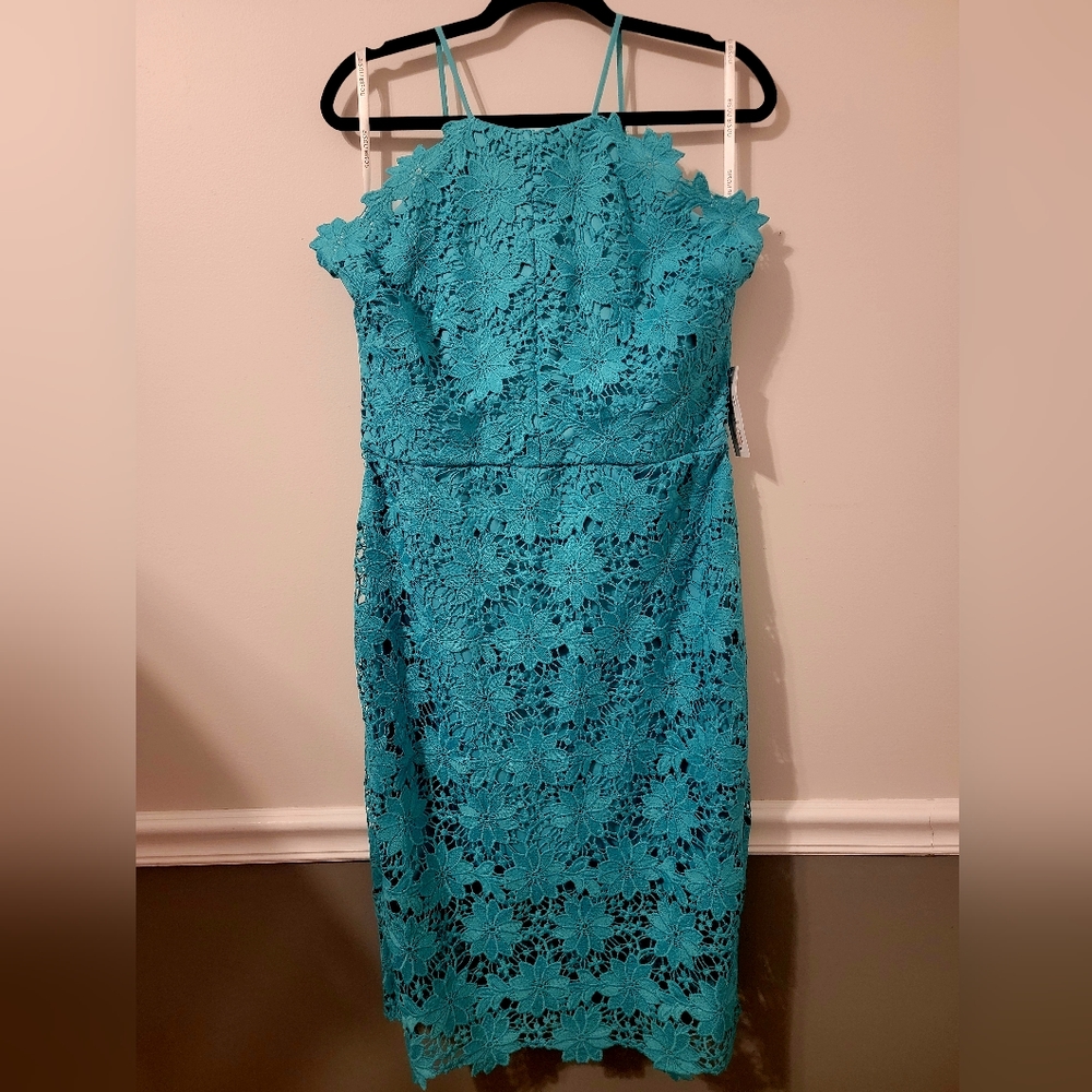 NWT BisouBisou Size 14 mint/turquoise summer spaghetti strap dress.